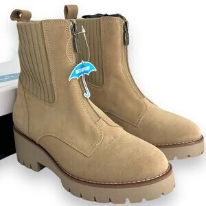 NEW Aqua Chunky Boots 7.5 Sand Tan Waterproof Platform Lug Moto Chelsea Booties